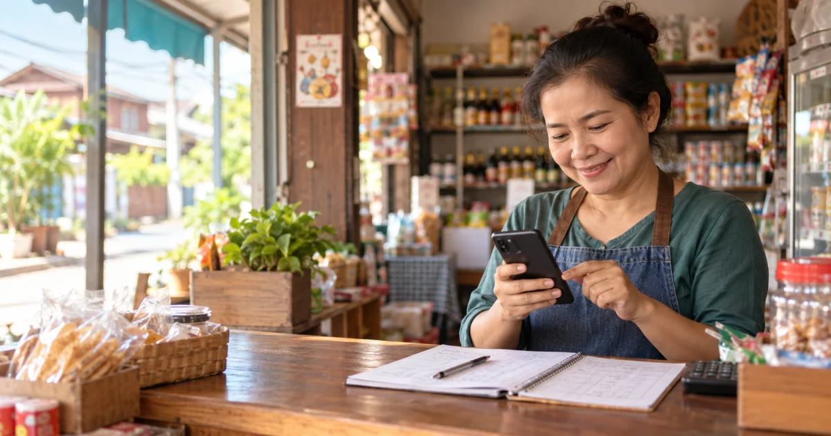 เจ้าของร้านเปลี่ยนจากสมุดกระดาษมาใช้แอปจดยอดขายบนมือถือ